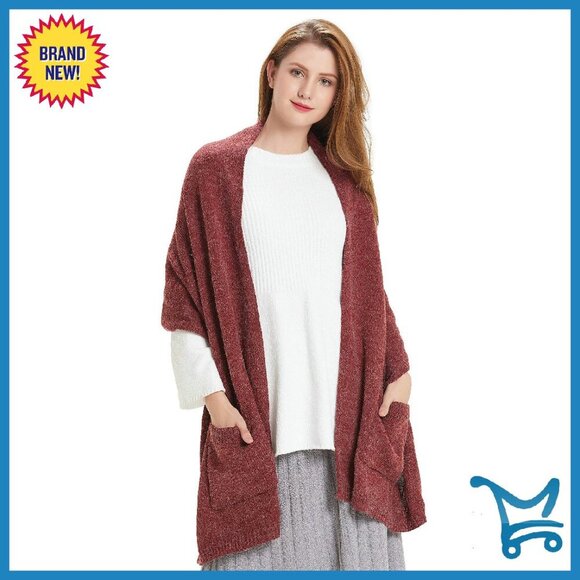 Soft Cashmere Pashmina Shawl Wrap with Pockets for Winter Warmth
